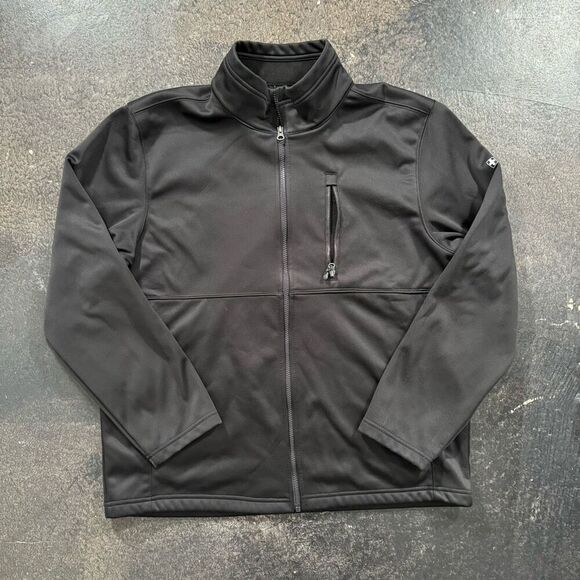 Swiss Tech Men’s Black 100% Polyester Zip Up Jacket High Neck Small Logo Size L - Picture 1 of 9